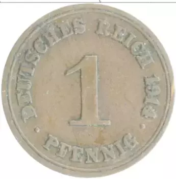 Монета пфенниг Германии 1914 года Медь G