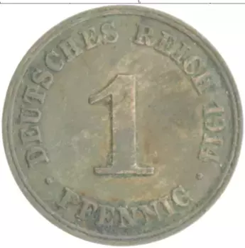 Монета пфенниг Германии 1914 года Медь J