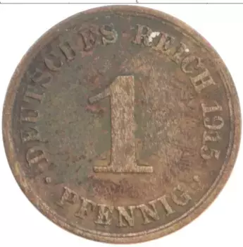 Монета пфенниг Германии 1915 года Медь A