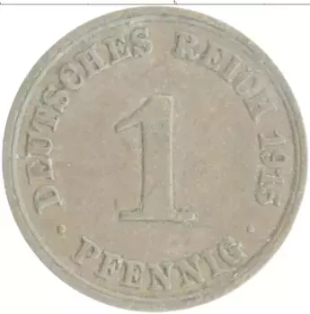 Монета пфенниг Германии 1915 года Медь A