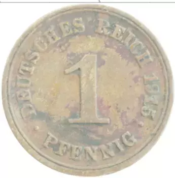 Монета пфенниг Германии 1915 года Медь E