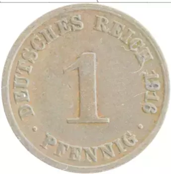 Монета пфенниг Германии 1916 года Медь A