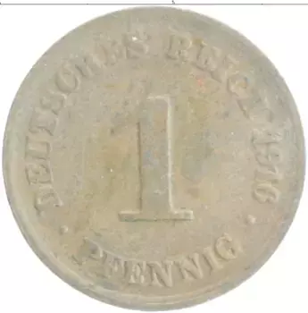 Монета пфенниг Германии 1916 года Медь D