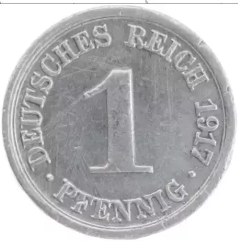Монета пфенниг Германии 1917 года Алюминий D