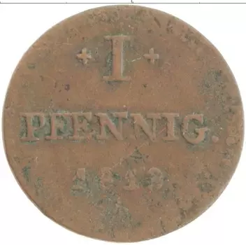 Монета пфенниг Гессен-Дармштадта 1819 года Медь