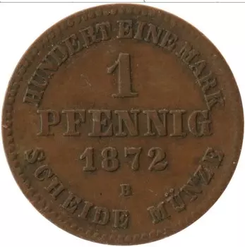 Монета пфенниг Мекленбург-Шверина 1872 года Медь
