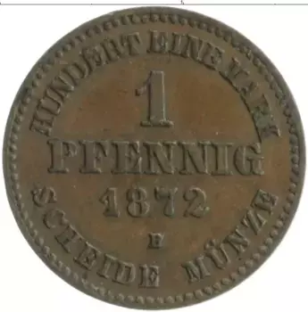 Монета пфенниг Мекленбург-Шверина 1872 года Медь В