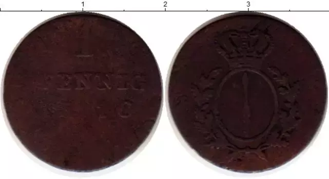 Монета пфенниг Пруссии 1810 года Медь
