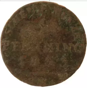 Монета пфенниг Пруссии 1833 года Медь Герб