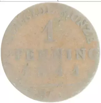 Монета пфенниг Пруссии 1841 года Медь А