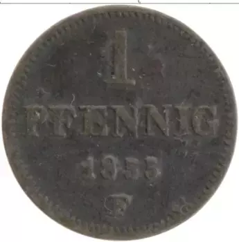 Монета пфенниг Саксе-Мейнингена 1855 года Медь F