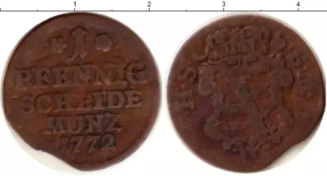 Монета пфенниг Саксен-Кобург-Саалфелда 1772 года Медь Эрнст Фридрих