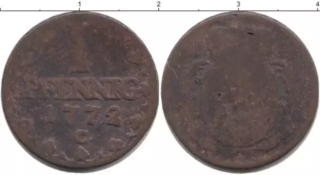 Монета пфенниг Саксонии 1772 года Медь Фридрих Август III