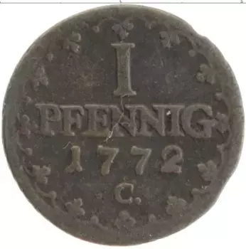 Монета пфенниг Саксонии 1772 года Медь С