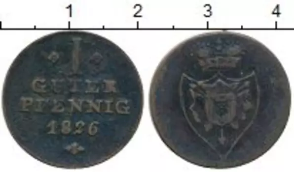 Монета пфенниг Шаумбург-Липпе 1826 года Медь