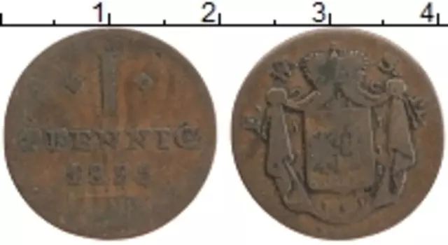 Монета пфенниг Вальдека 1825 года Медь
