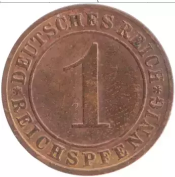 Монета пфенниг Веймарской республики 1925 года Бронза A