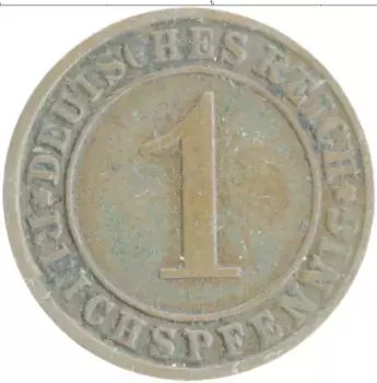 Монета пфенниг Веймарской республики 1925 года Бронза J