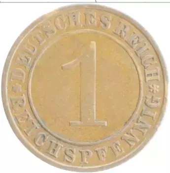 Монета пфенниг Веймарской республики 1925 года Бронза A