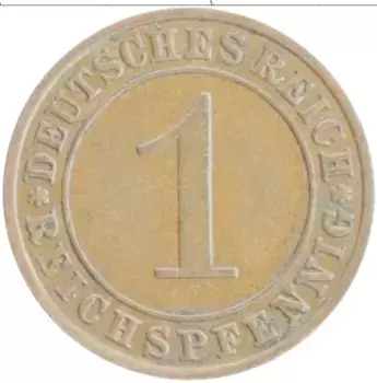 Монета пфенниг Веймарской республики 1925 года Бронза A