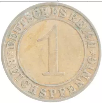 Монета пфенниг Веймарской республики 1928 года Бронза A