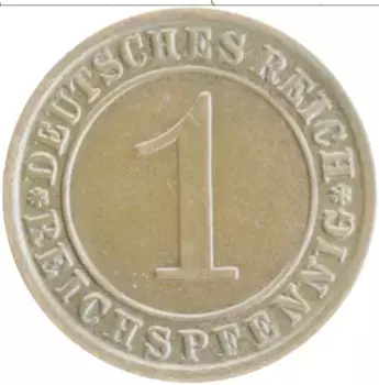 Монета пфенниг Веймарской республики 1928 года Бронза F