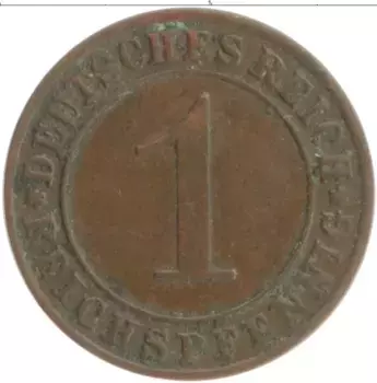 Монета пфенниг Веймарской республики 1929 года Бронза A