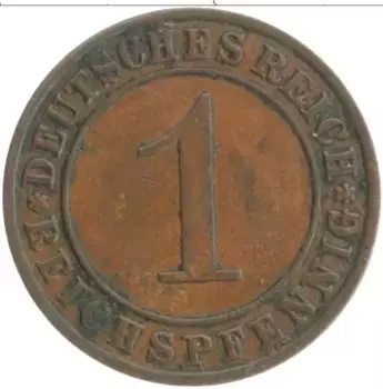 Монета пфенниг Веймарской республики 1929 года Бронза E