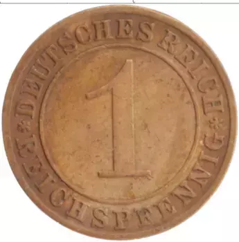 Монета пфенниг Веймарской республики 1929 года Бронза A