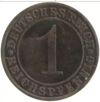 Монета пфенниг Веймарской республики 1929 года Бронза A