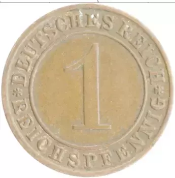 Монета пфенниг Веймарской республики 1929 года Бронза D