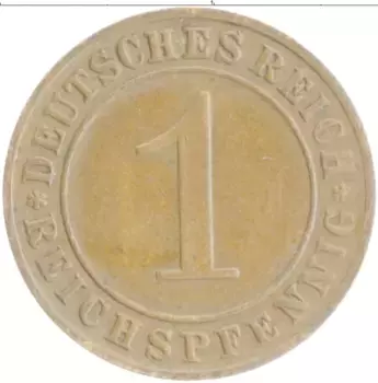 Монета пфенниг Веймарской республики 1929 года Бронза D