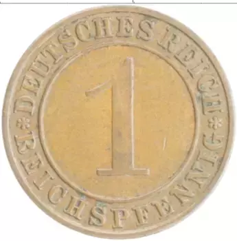 Монета пфенниг Веймарской республики 1929 года Бронза A