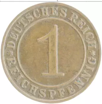 Монета пфенниг Веймарской республики 1929 года Бронза D