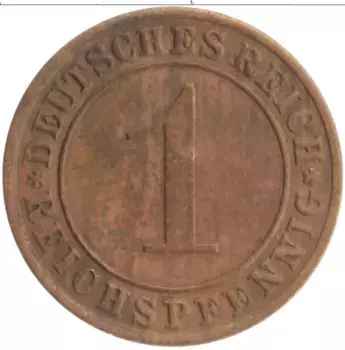 Монета пфенниг Веймарской республики 1930 года Бронза A