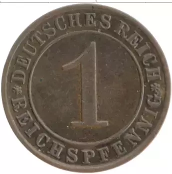 Монета пфенниг Веймарской республики 1930 года Бронза A