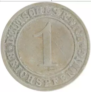 Монета пфенниг Веймарской республики 1930 года Бронза F