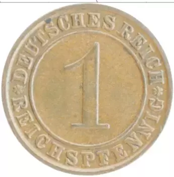 Монета пфенниг Веймарской республики 1930 года Бронза D