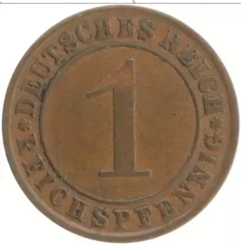 Монета пфенниг Веймарской республики 1931 года Бронза A