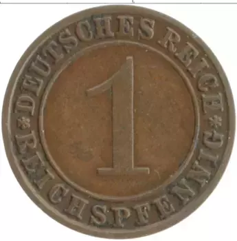 Монета пфенниг Веймарской республики 1931 года Бронза F