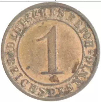 Монета пфенниг Веймарской республики 1931 года Бронза А