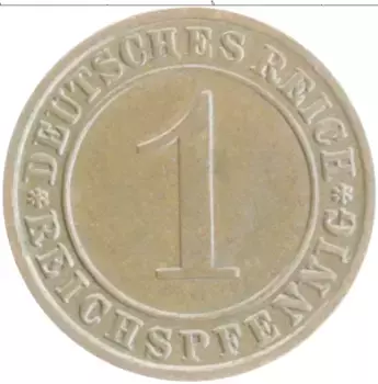 Монета пфенниг Веймарской республики 1931 года Бронза F