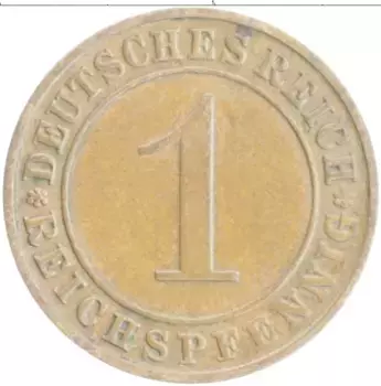 Монета пфенниг Веймарской республики 1931 года Бронза D