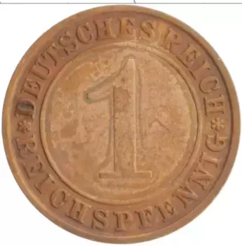 Монета пфенниг Веймарской республики 1932 года Бронза A