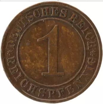 Монета пфенниг Веймарской республики 1932 года Медь А