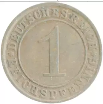 Монета пфенниг Веймарской республики 1933 года Бронза А