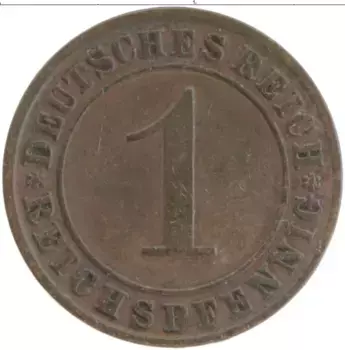 Монета пфенниг Веймарской республики 1934 года Бронза A