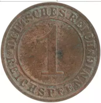 Монета пфенниг Веймарской республики 1934 года Бронза A