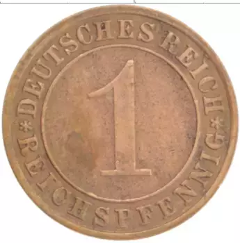 Монета пфенниг Веймарской республики 1934 года Бронза А