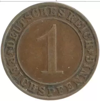 Монета пфенниг Веймарской республики 1934 года Бронза A